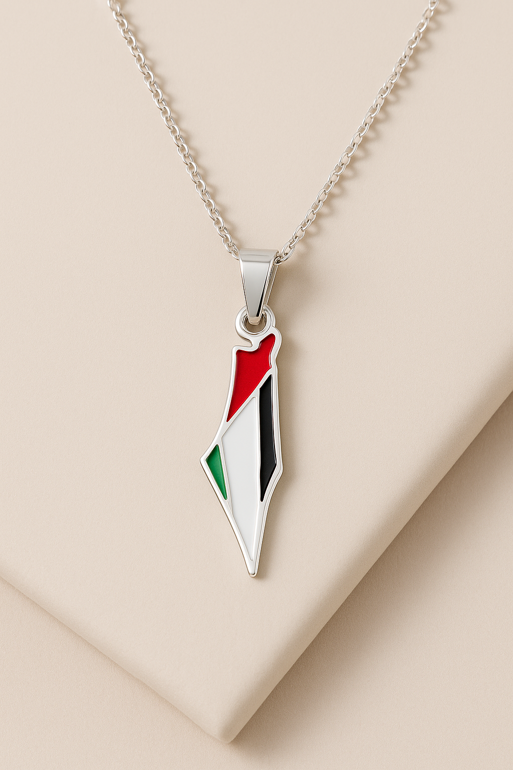 Joyful-things - Ketting Palestina - Zilverkleurig - Landkaart Hanger - Vlag Detail